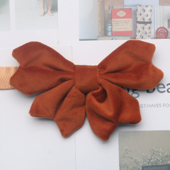 Men's Retro Velvet Unique Butterfly Knot Bow Tie - Dark Orange - image 3
