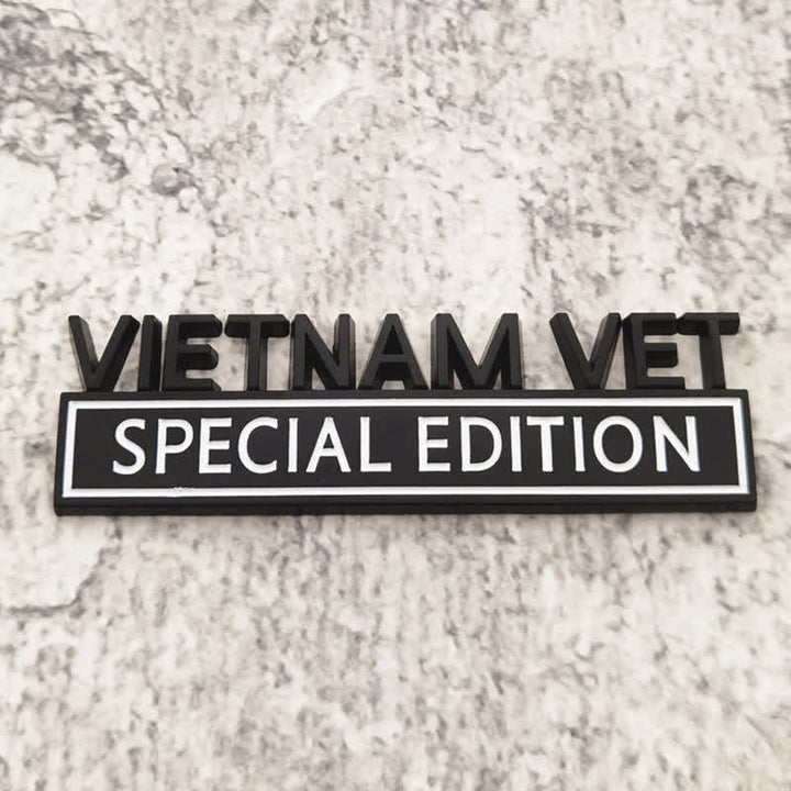 VIETNAM VET EDITION Metal Sticker Car Badge - Black & White - image 5