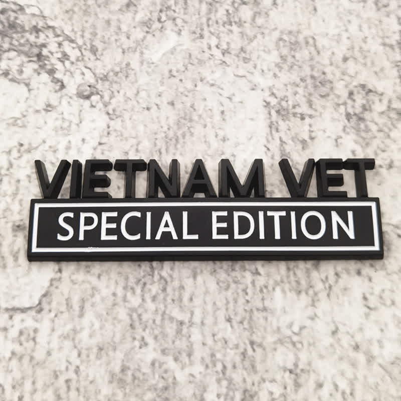 VIETNAM VET EDITION Metal Sticker Car Badge - Black & White - image 5