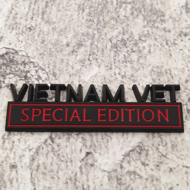 VIETNAM VET EDITION Metal Sticker Car Badge - Black & Red - image 3