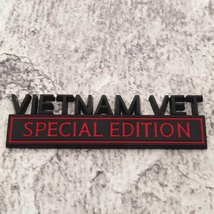 VIETNAM VET EDITION Metal Sticker Car Badge - Black & Red - image 3