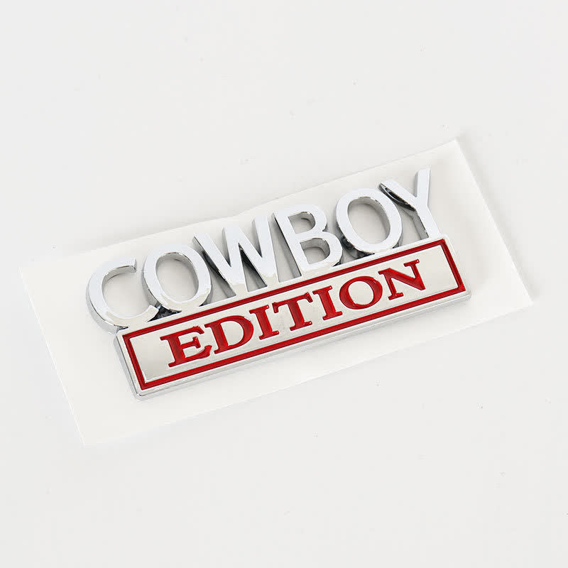 COWBOY EDITION ABS Sticker Emblem Car Badge - Silver & Red - image 2