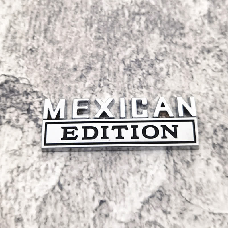 MEXICAN EDITION Metal Sticker Car Badge - Silver & Black - image 1