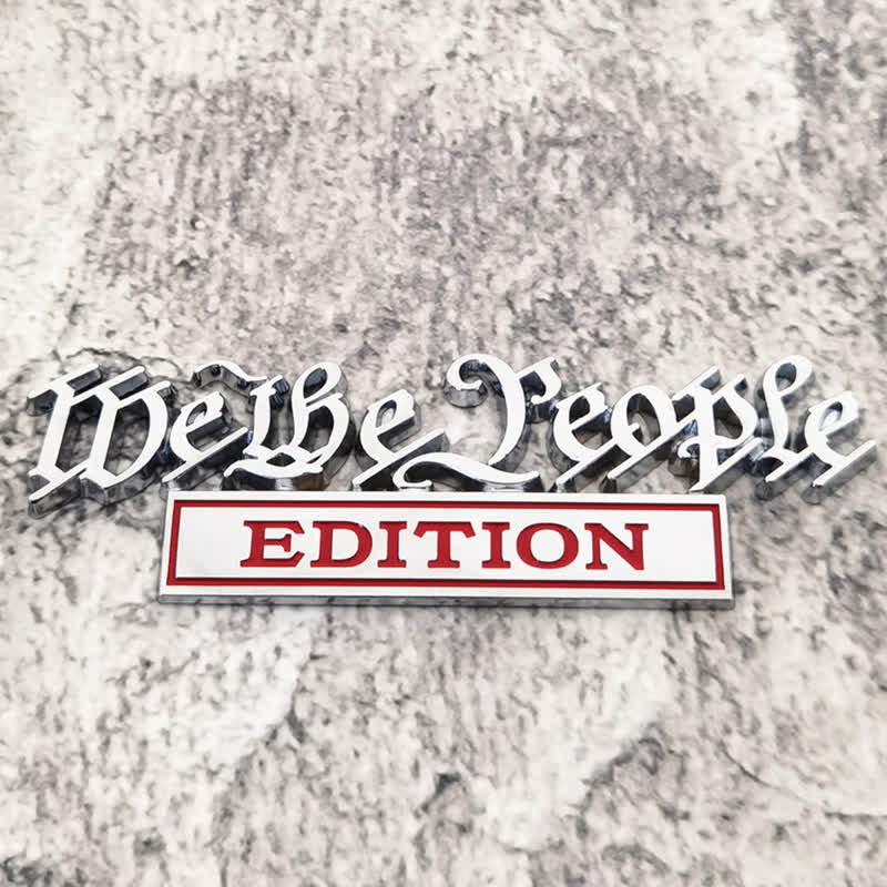 We The People EDITION Metal Sticker Car Badge - Silver & Red - image 3