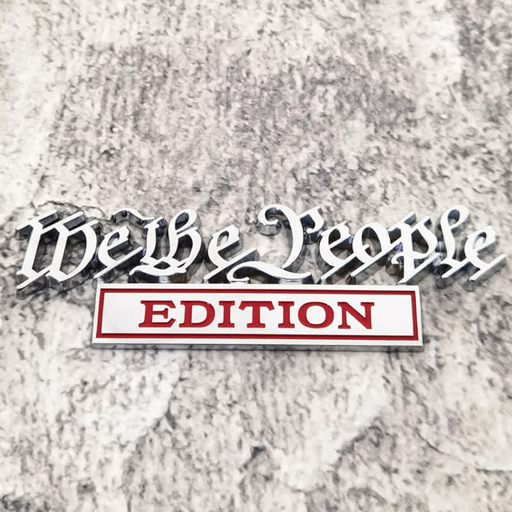 We The People EDITION Metal Sticker Car Badge - Silver & Red - image 3