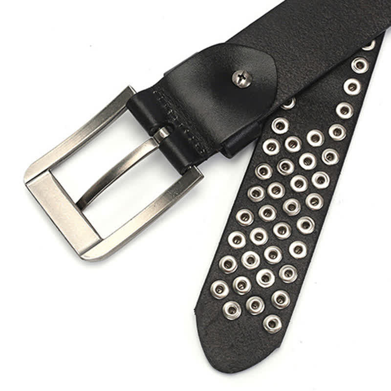 Unisex Hexagonal Rivet Studded Leather Belt - image 13