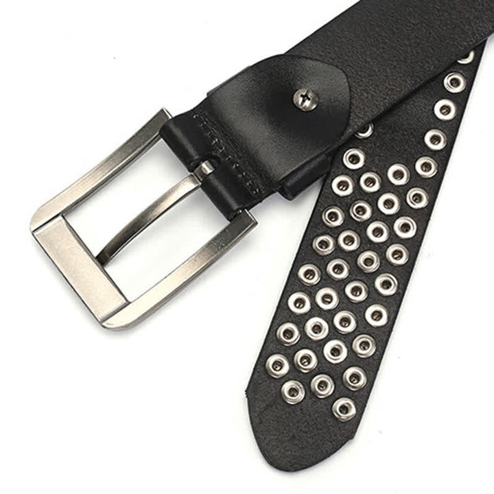 Unisex Hexagonal Rivet Studded Leather Belt - image 13