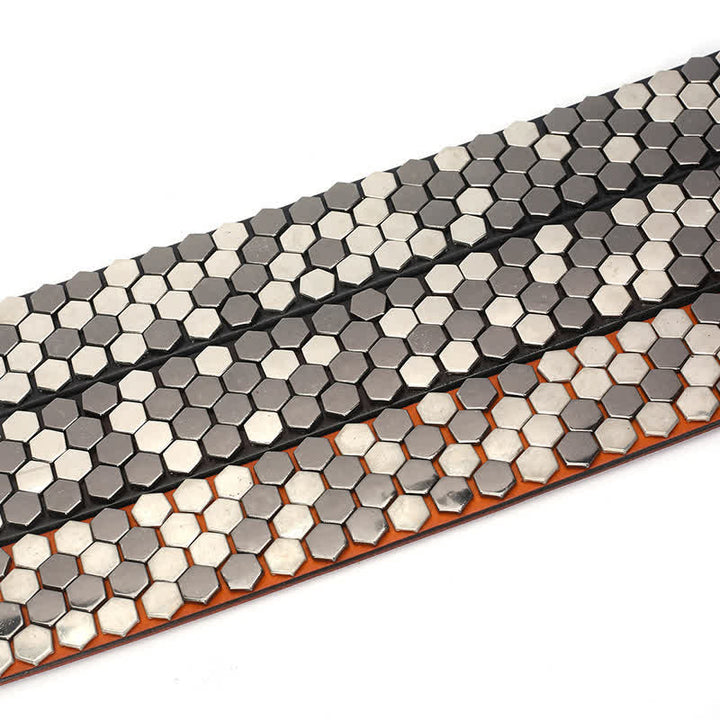 Unisex Hexagonal Rivet Studded Leather Belt - image 4
