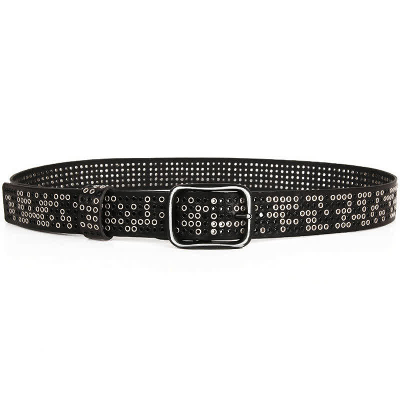 Unisex Studded Heavy Metal Cowboy Punk Leather Belt - image 4