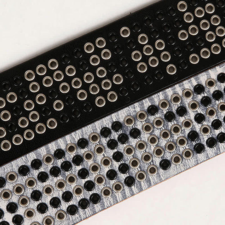 Unisex Studded Heavy Metal Cowboy Punk Leather Belt - image 8