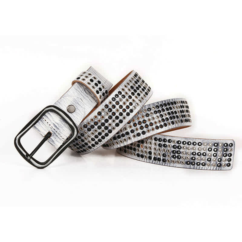 Unisex Studded Heavy Metal Cowboy Punk Leather Belt - image 12
