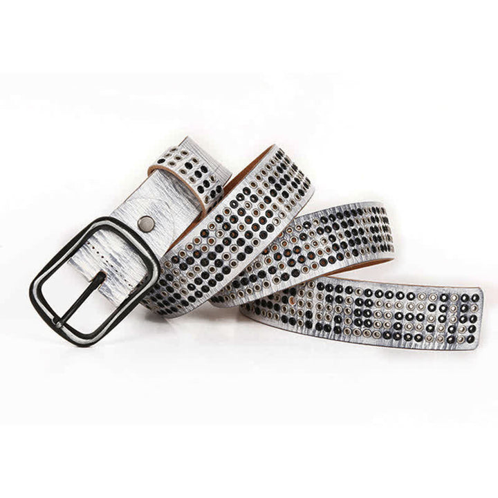Unisex Studded Heavy Metal Cowboy Punk Leather Belt - image 12