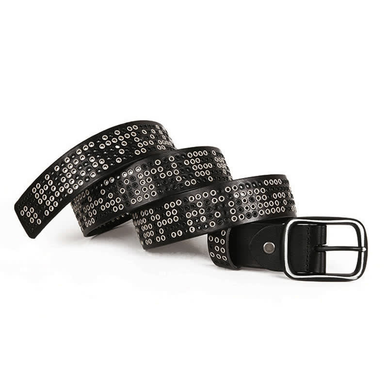 Unisex Studded Heavy Metal Cowboy Punk Leather Belt - image 3