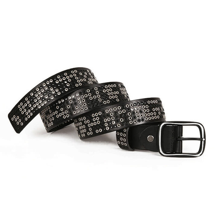 Unisex Studded Heavy Metal Cowboy Punk Leather Belt - image 3
