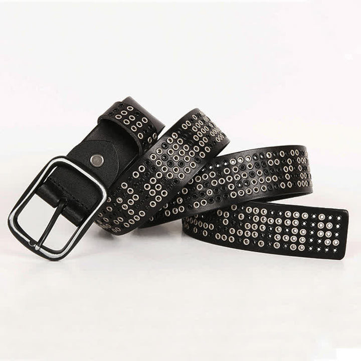 Unisex Studded Heavy Metal Cowboy Punk Leather Belt - image 1