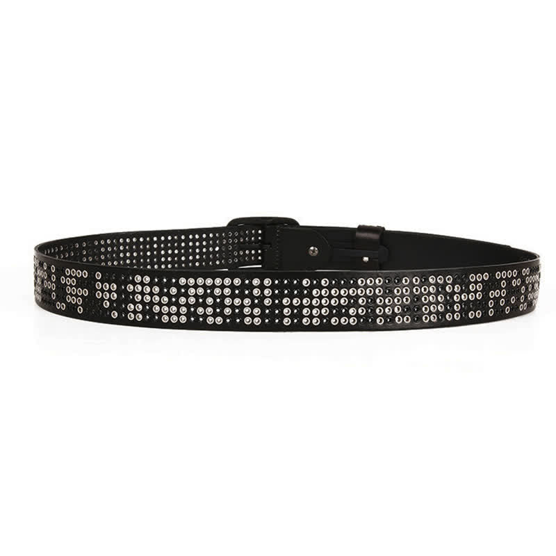 Unisex Studded Heavy Metal Cowboy Punk Leather Belt - image 5