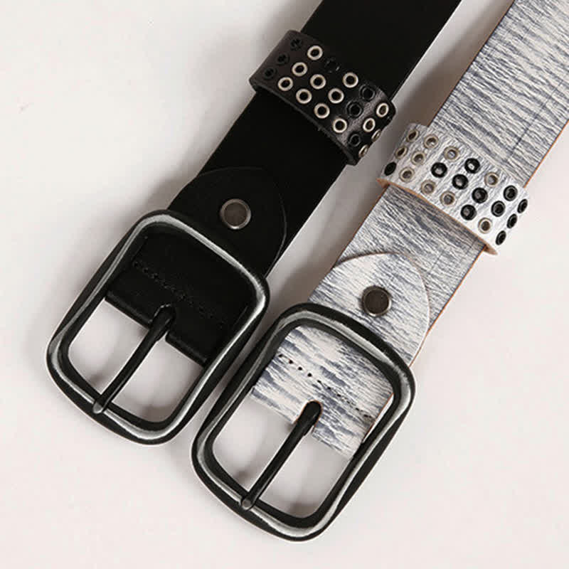 Unisex Studded Heavy Metal Cowboy Punk Leather Belt - image 6
