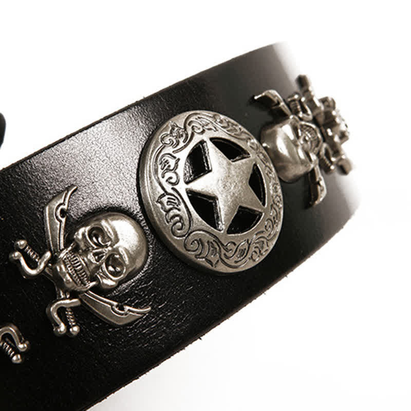 Unisex Punk Style Skull Star Rivets Leather Belt - image 5