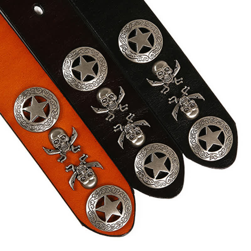 Unisex Punk Style Skull Star Rivets Leather Belt - image 9