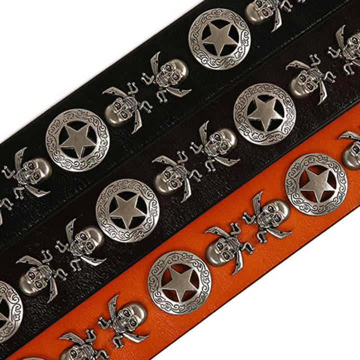 Unisex Punk Style Skull Star Rivets Leather Belt - image 8