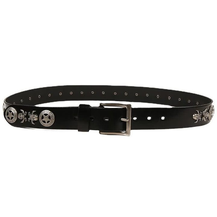 Unisex Punk Style Skull Star Rivets Leather Belt - image 3
