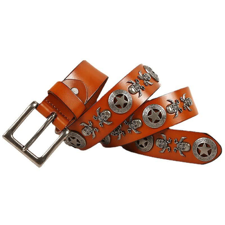 Unisex Punk Style Skull Star Rivets Leather Belt - image 11