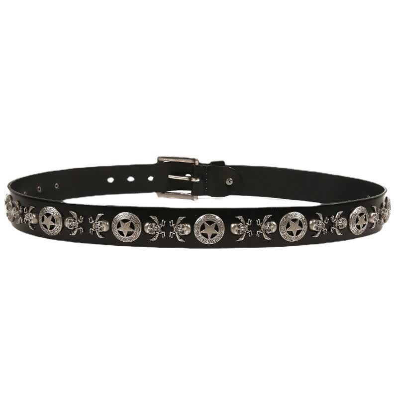 Unisex Punk Style Skull Star Rivets Leather Belt - image 4