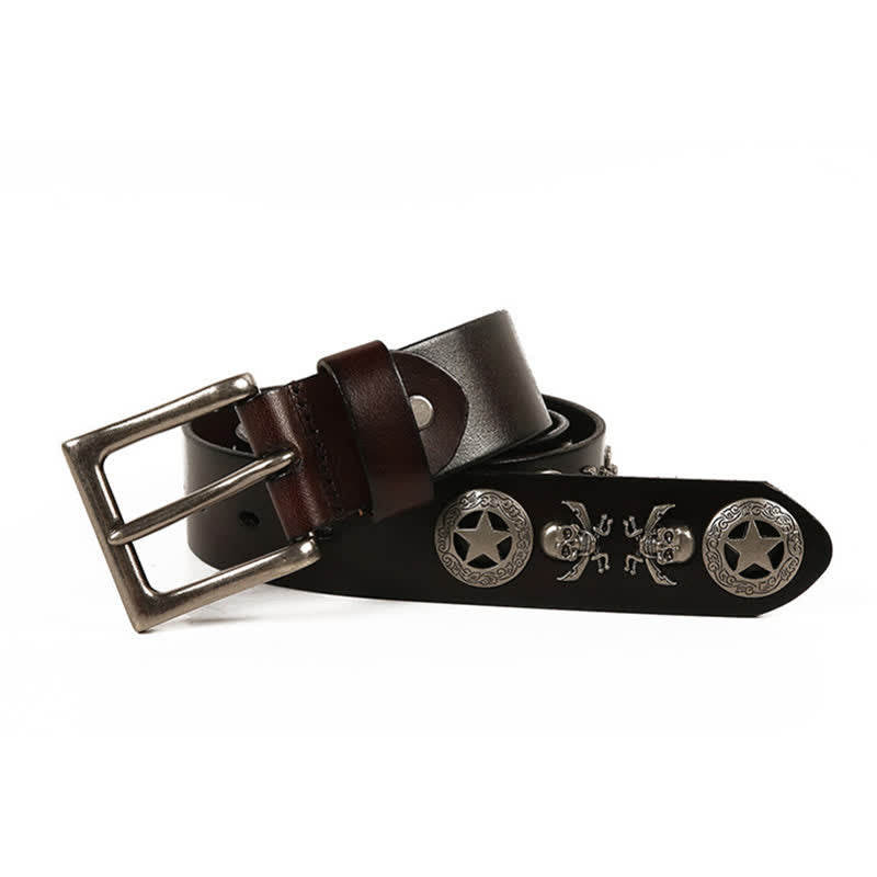 Unisex Punk Style Skull Star Rivets Leather Belt - image 15