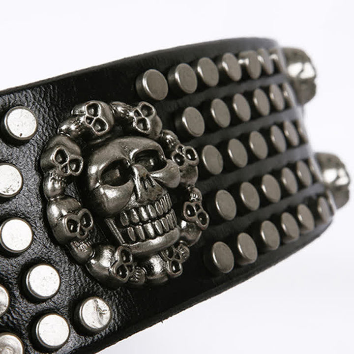 Unisex Skull Head Rivets Cross Studded Leather Belt - image 8