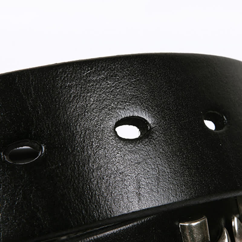 Unisex Skull Head Rivets Cross Studded Leather Belt - image 12