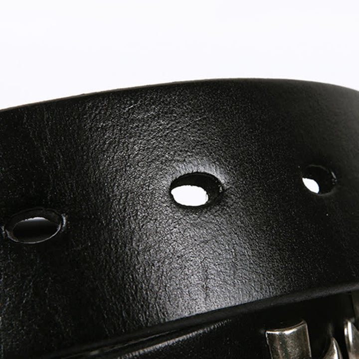 Unisex Skull Head Rivets Cross Studded Leather Belt - image 12