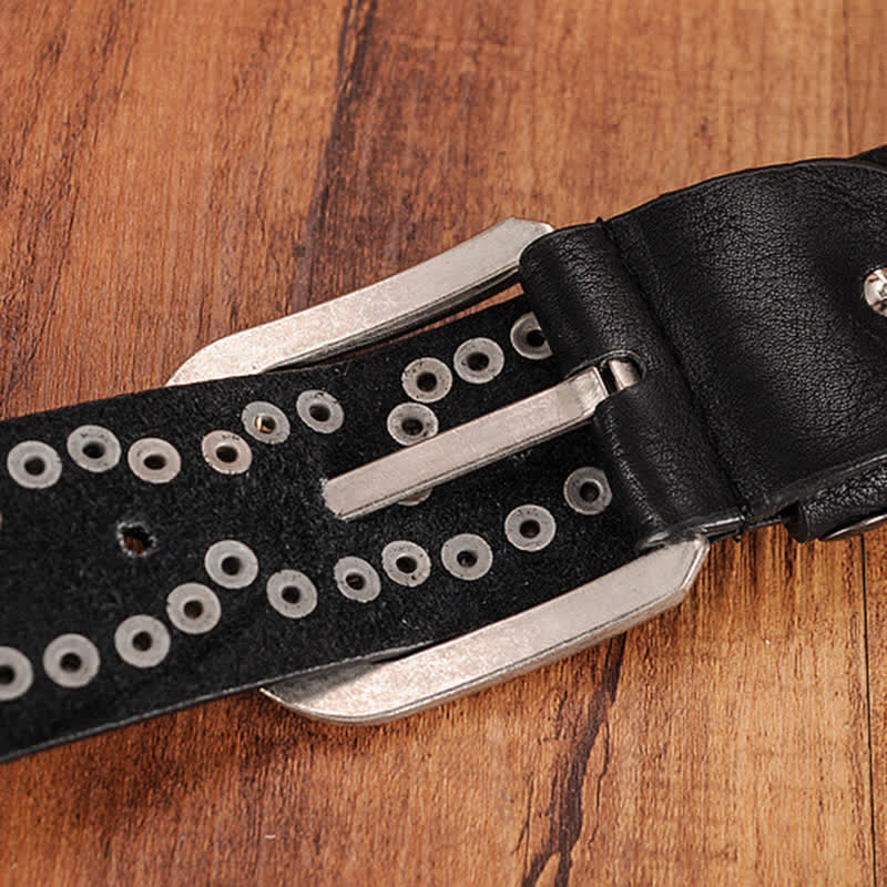 Women's Stylish Metal Plate Studded Leather Belt - image 5