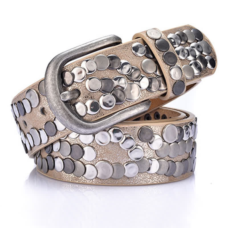 Women's Stylish Metal Plate Studded Leather Belt - image 9