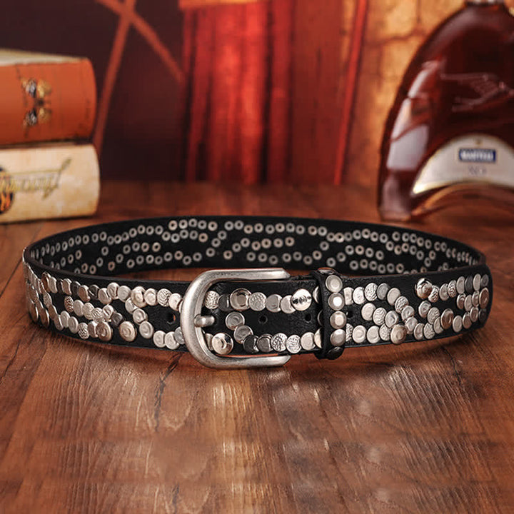 Women's Stylish Metal Plate Studded Leather Belt - image 2