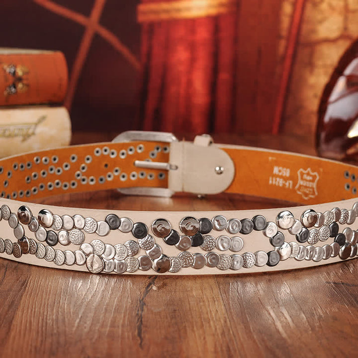 Women's Stylish Metal Plate Studded Leather Belt - image 7