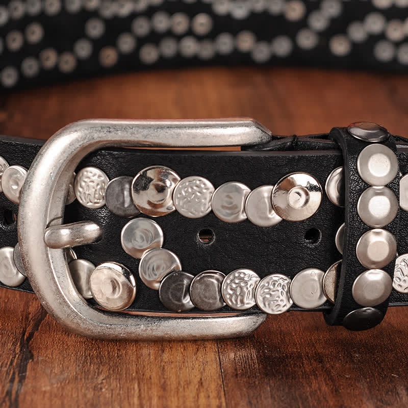 Women's Stylish Metal Plate Studded Leather Belt - image 4