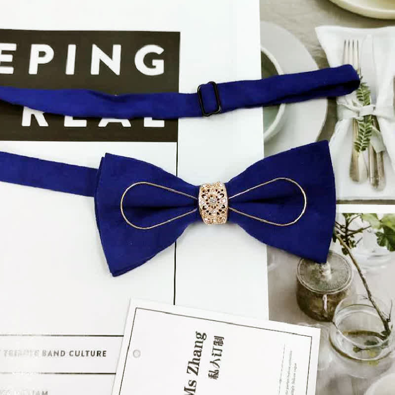 Men's Golden Decoration Formal Groom Suit Bow Tie - Royal - image 3