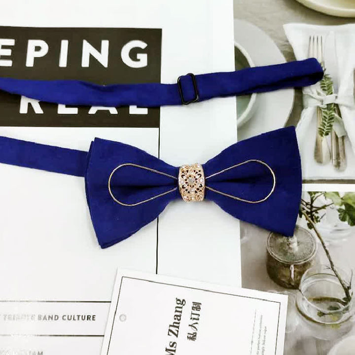 Men's Golden Decoration Formal Groom Suit Bow Tie - Royal - image 3