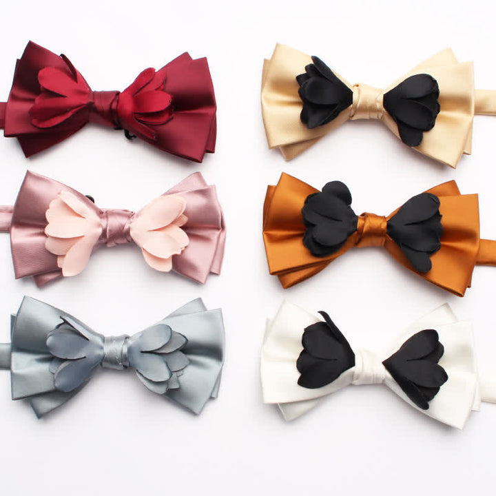 Men's Yarn-dyed Double Layer Flower Ribbon Bow Tie - image 0