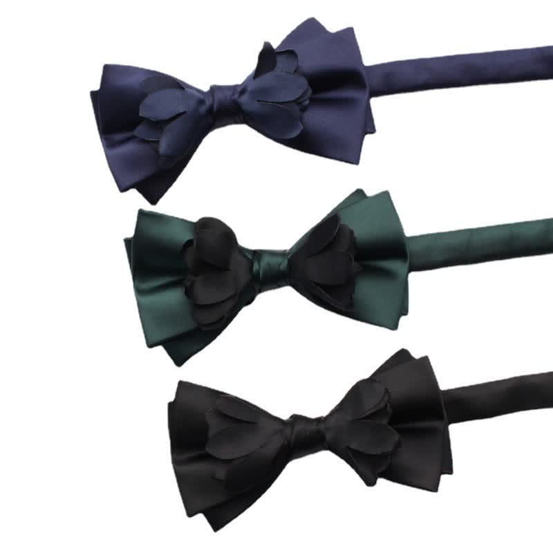 Men's Yarn-dyed Double Layer Flower Ribbon Bow Tie - image 1