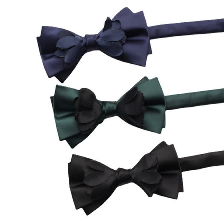 Men's Yarn-dyed Double Layer Flower Ribbon Bow Tie - image 1