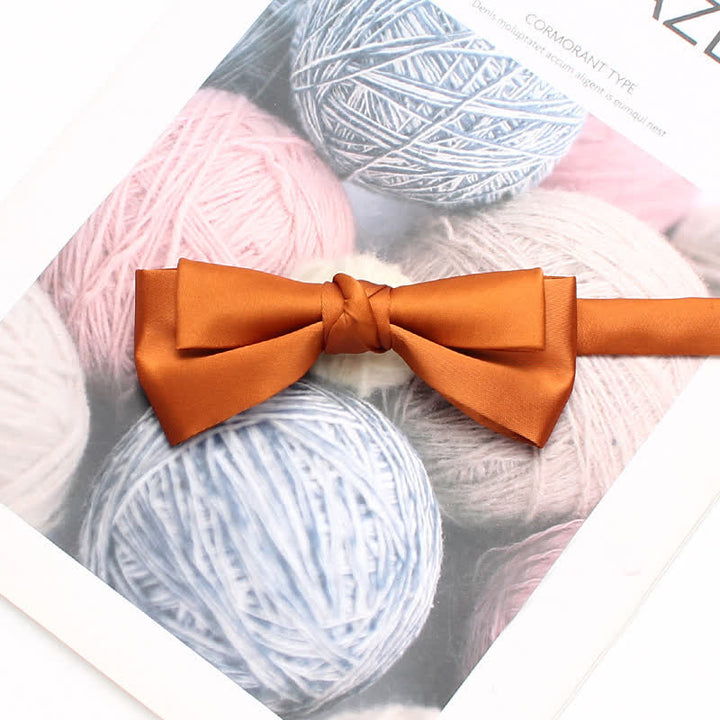 Men's Stylish Solid Color Unique Double Layered Bow Tie - Orange - image 10