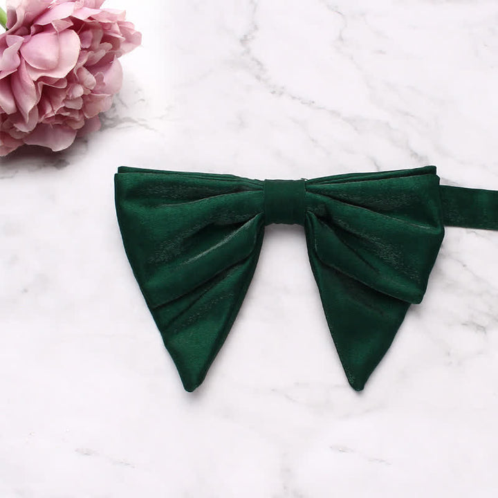 Men's Gloss Double Layered Oversized Pointed Bow Tie - DarkGreen - image 13
