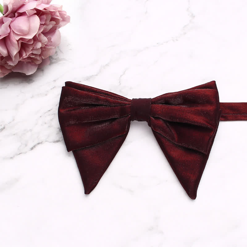 Men's Gloss Double Layered Oversized Pointed Bow Tie - Brown - image 12