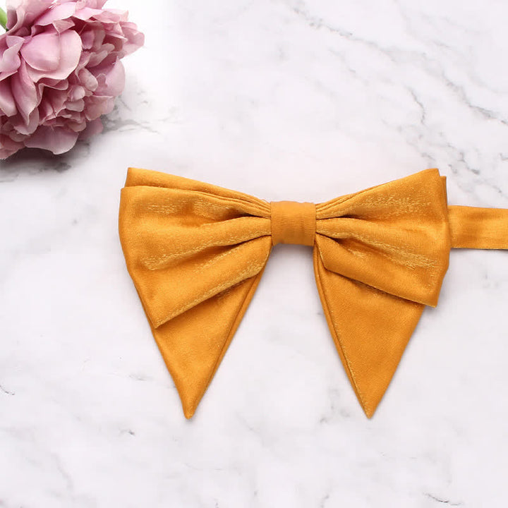 Men's Gloss Double Layered Oversized Pointed Bow Tie - Yellow - image 8