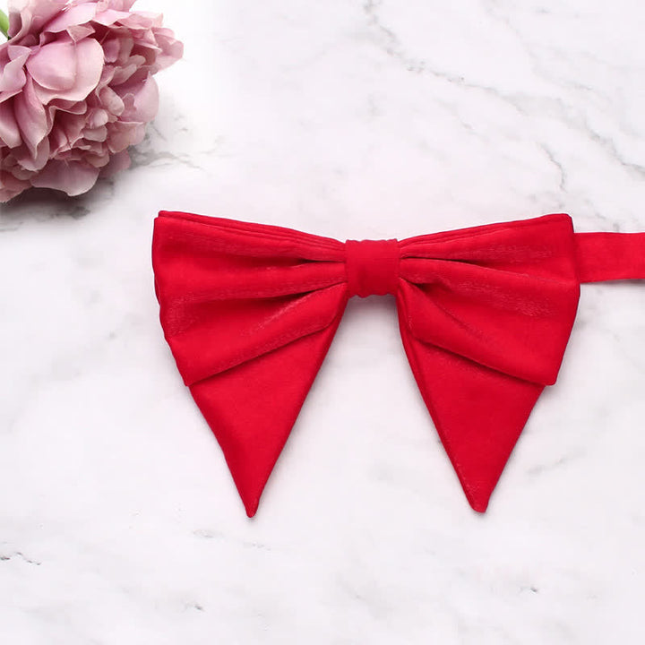 Men's Gloss Double Layered Oversized Pointed Bow Tie - Red - image 2
