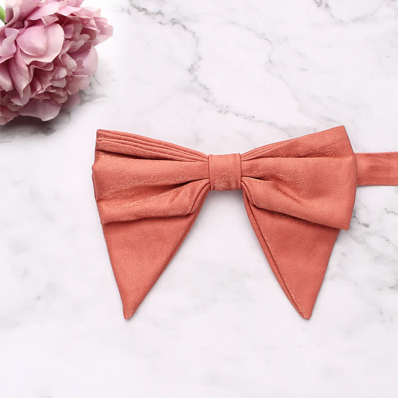 Men's Gloss Double Layered Oversized Pointed Bow Tie - DarkSalmon - image 7