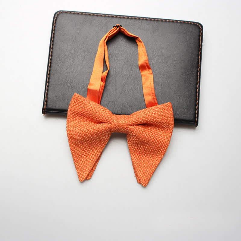Men's Weave Linen Cotton Oversized Pointed Bow Tie - Orange - image 8