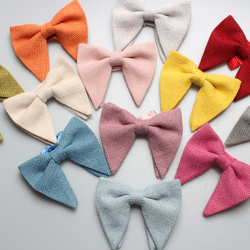 Men's Weave Linen Cotton Oversized Pointed Bow Tie - image 0