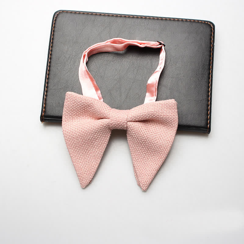 Men's Weave Linen Cotton Oversized Pointed Bow Tie - Pink - image 1